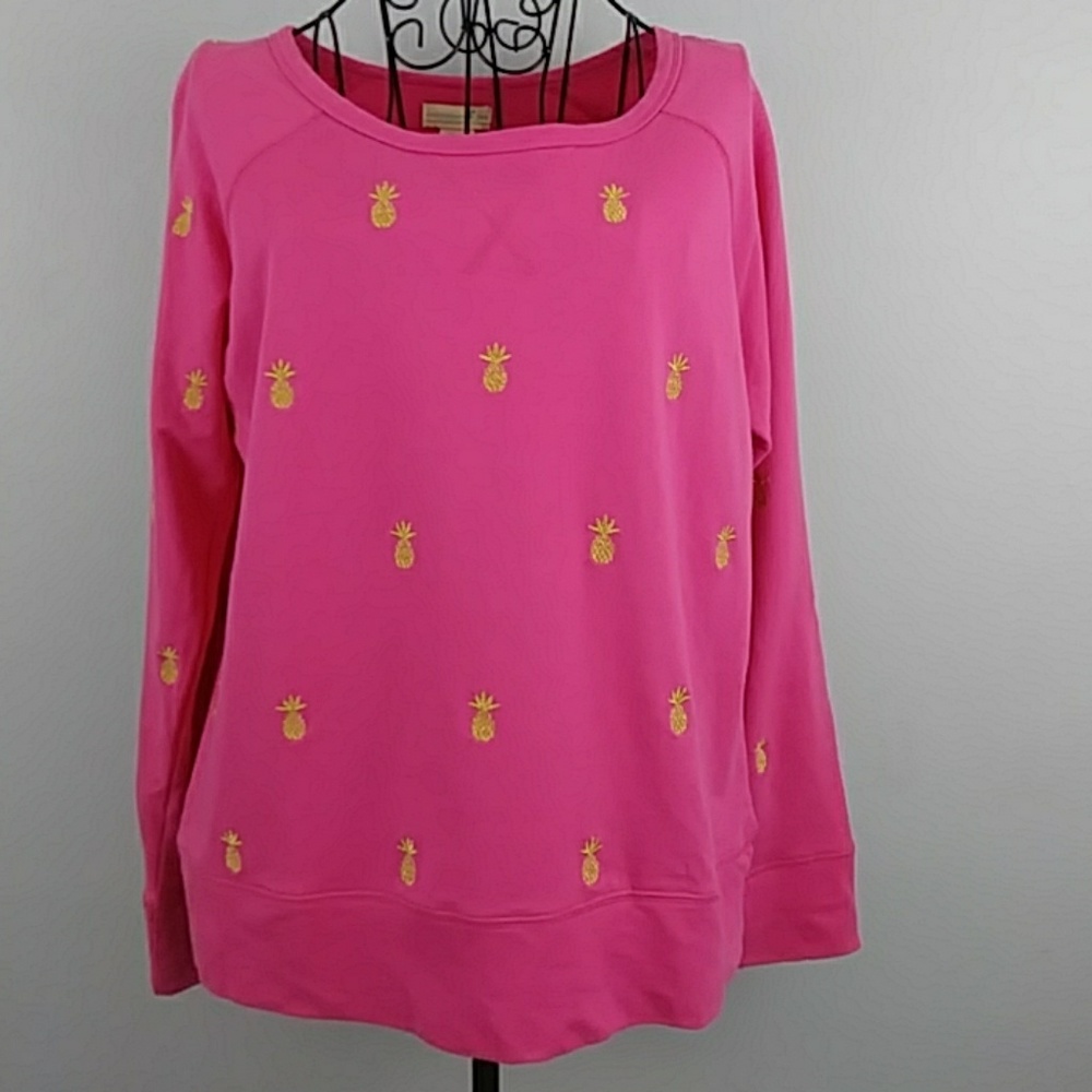 Caribbean Joe SZ M pink pineapple pattern top